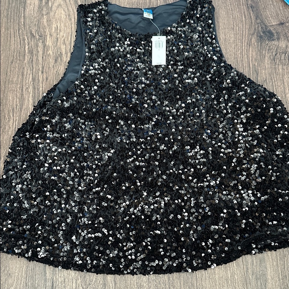 NWT! Old Navy Black Sleeveless Sequin Swing Top for Women - Large  🌵 - Picture 10 of 10